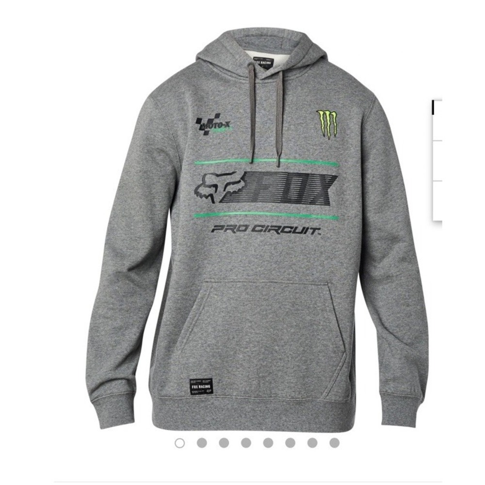 Fox Racing Monster Energy Hoodie Mens Large Gray Graphic Sweatshirt Moto X Bike